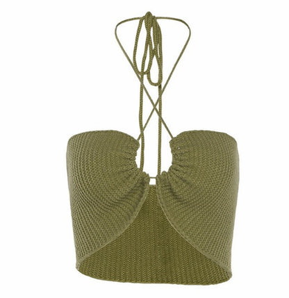 Knitted Sexy Sling Short Top Women's Sleeveless