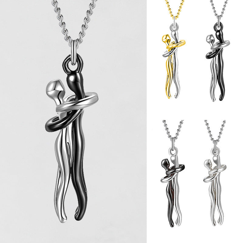 Fashion Hugging Necklace Jewelry Choker Hug Pendant Chain Men Necklace for Lover Women couple Men Lady Female Male Gift