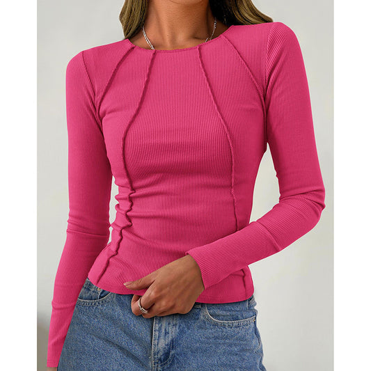Women Long Sleeve T Shirts Crewneck Slim Fit Tops Going Out Fall Fashion Basic Tee