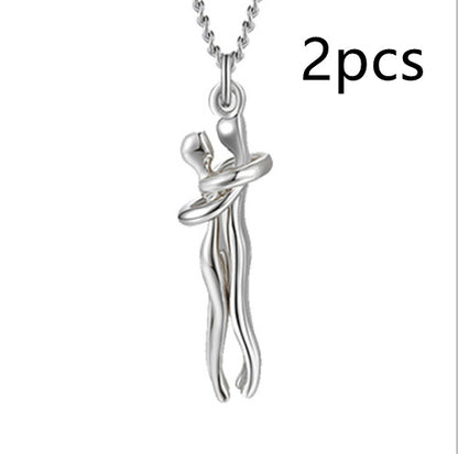 Fashion Hugging Necklace Jewelry Choker Hug Pendant Chain Men Necklace for Lover Women couple Men Lady Female Male Gift