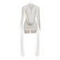 Womens Fashion Ribbon-Trimmed Patchwork Mesh Sheer Sexy Dress