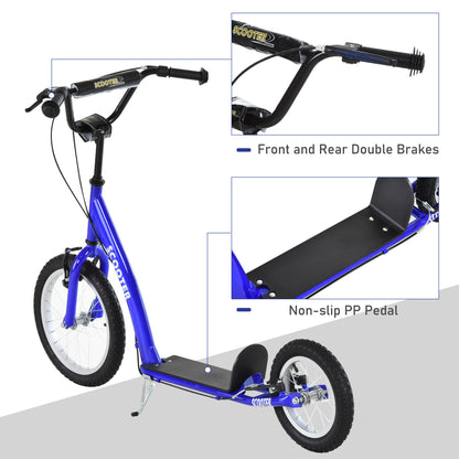 Kids Ride On Kick Scooter, Blue, Adjustable Handlebar, Dual Brakes, Inflatable Wheels, For Ages 5