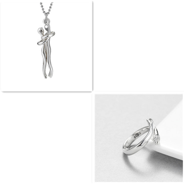 Fashion Hugging Necklace Jewelry Choker Hug Pendant Chain Men Necklace for Lover Women couple Men Lady Female Male Gift