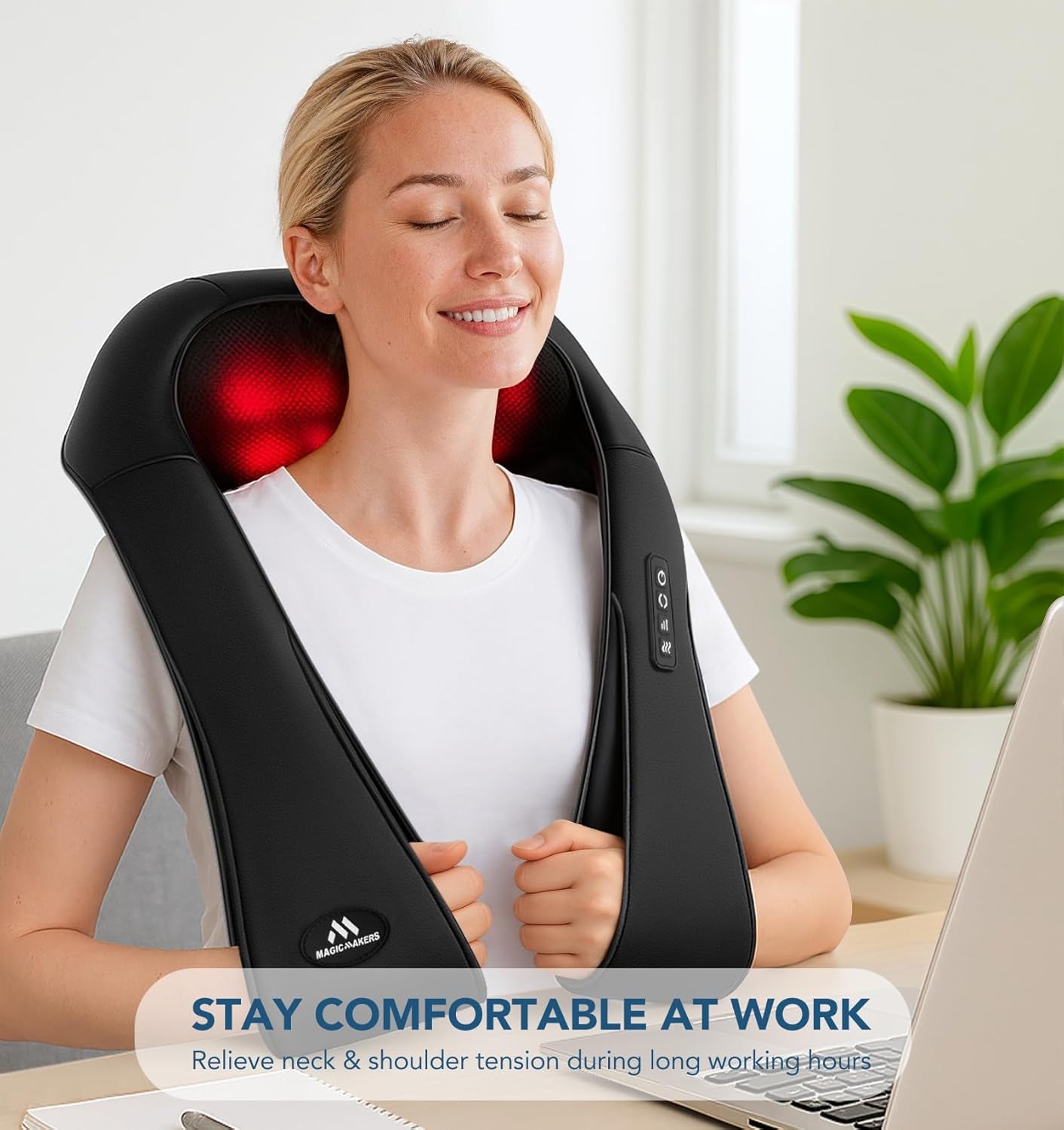 Christmas Neck Massager for Pain Relief Deep Tissue with Heat - Shiatsu Back and Shoulder Massage, Relax Gifts for Women/Men/Dad/Mom/Her/Him/Mothers Day/Fathers Gifts, Plug-In Use for Home Office Car