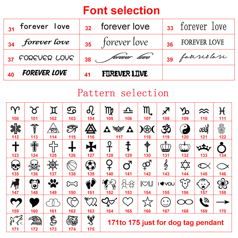 Jewelry Accessories Lettering Service
