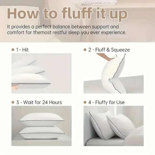 2 Pieces Bed Pillows Grey-QUEEN