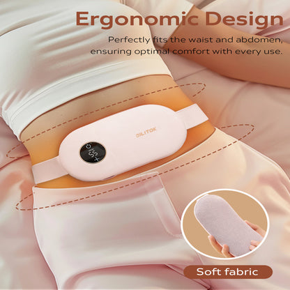 Electric Heating Pad, Portable Cordless Menstrual Heating Pad with 4 Heat Levels and 4 Massage Modes, Fast Large Heating Belly Wrap Belt for Cramps, Back Pain Relief Gifts for Women Girls Her (Pink)