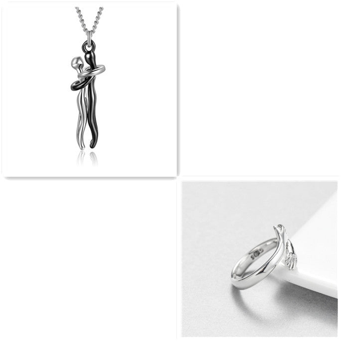 Fashion Hugging Necklace Jewelry Choker Hug Pendant Chain Men Necklace for Lover Women couple Men Lady Female Male Gift