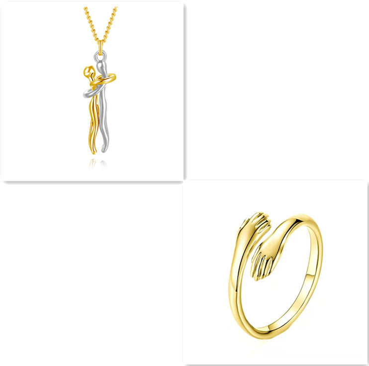 Fashion Hugging Necklace Jewelry Choker Hug Pendant Chain Men Necklace for Lover Women couple Men Lady Female Male Gift