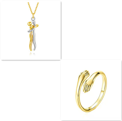 Fashion Hugging Necklace Jewelry Choker Hug Pendant Chain Men Necklace for Lover Women couple Men Lady Female Male Gift