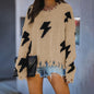 Lightning hole tassel pullover women's sweater