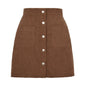 Single-breasted Slim Fit Solid Color Skirt