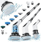 Electric Spin Scrubber,Cordless Electric Cleaning Brush,Power Scrubber with 9 Replaceable Brush Heads,3 Adjustable Speeds,Voice Broadcast,Shower Scrubber with Long Handle for Bathtub Tile Floor