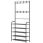 Entryway Coat Hat Rack Shoe Storage Shelf 5 Tier Shoe Rack Freestanding Hall Tree Garment Hanger Stand Clothes Shoe Organizer Combo