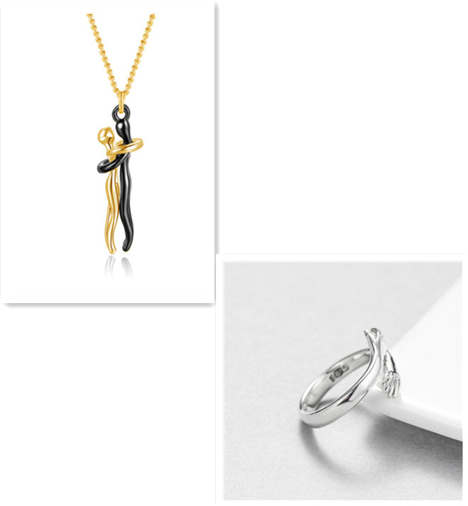 Fashion Hugging Necklace Jewelry Choker Hug Pendant Chain Men Necklace for Lover Women couple Men Lady Female Male Gift