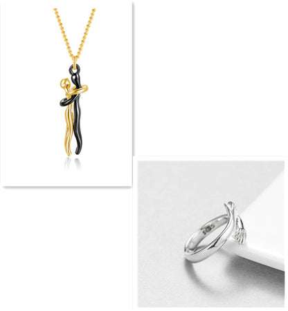 Fashion Hugging Necklace Jewelry Choker Hug Pendant Chain Men Necklace for Lover Women couple Men Lady Female Male Gift