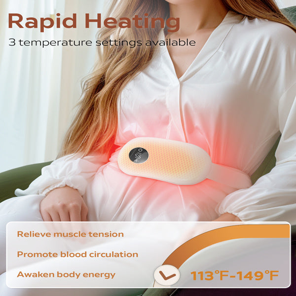 Electric Heating Pad, Portable Cordless Menstrual Heating Pad with 4 Heat Levels and 4 Massage Modes, Fast Large Heating Belly Wrap Belt for Cramps, Back Pain Relief Gifts for Women Girls Her (Pink)