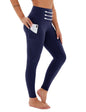 Yoga Pants - Cropped High-waisted Diagonal Pockets To Tuck In Solid Color