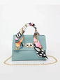 Women’s Simple Solid Color Handbag with Silk Scarf
