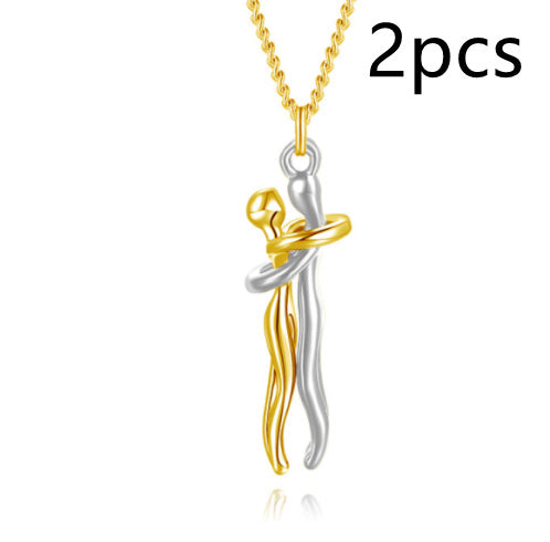 Fashion Hugging Necklace Jewelry Choker Hug Pendant Chain Men Necklace for Lover Women couple Men Lady Female Male Gift