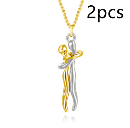 Fashion Hugging Necklace Jewelry Choker Hug Pendant Chain Men Necklace for Lover Women couple Men Lady Female Male Gift