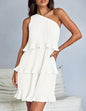 Women's Shoulder Layered Stitching Hem Dress
