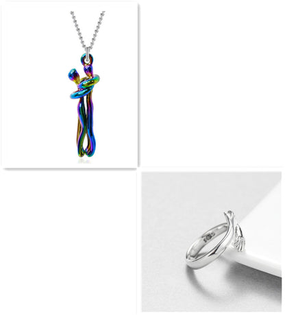 Fashion Hugging Necklace Jewelry Choker Hug Pendant Chain Men Necklace for Lover Women couple Men Lady Female Male Gift