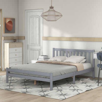 Wooden Bed Frame, Double Bed 4ft6 Solid Wooden Bed Frame, Bedroom Furniture For Adults, Kids, Teenagers, 135 X 190 Cm