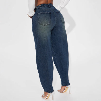 Womens Designer Washed-Blue Retro Flared Denim Jeans