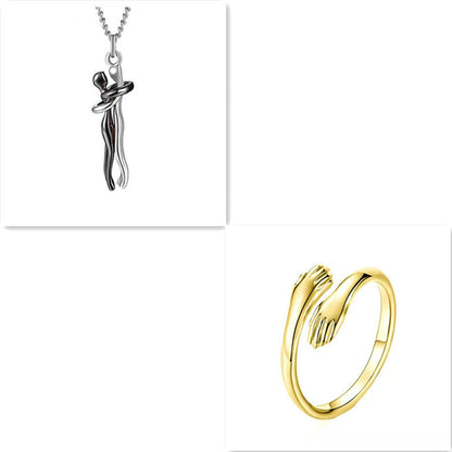 Fashion Hugging Necklace Jewelry Choker Hug Pendant Chain Men Necklace for Lover Women couple Men Lady Female Male Gift