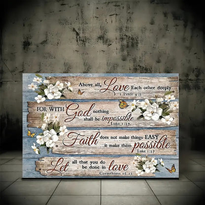 1 Piece Wood Frame Canvas Painting, Christian Bible Verses Country Inspirational Bible Verses Flower Picture Wall Art Print For Home Decor, Living Room And Bedroom--Selling On Temu Is Prohibited