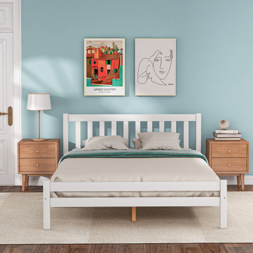 Wooden Bed Frame, Double Bed 4ft6 Solid Wooden Bed Frame, Bedroom Furniture For Adults, Kids, Teenagers, 135 X 190 Cm