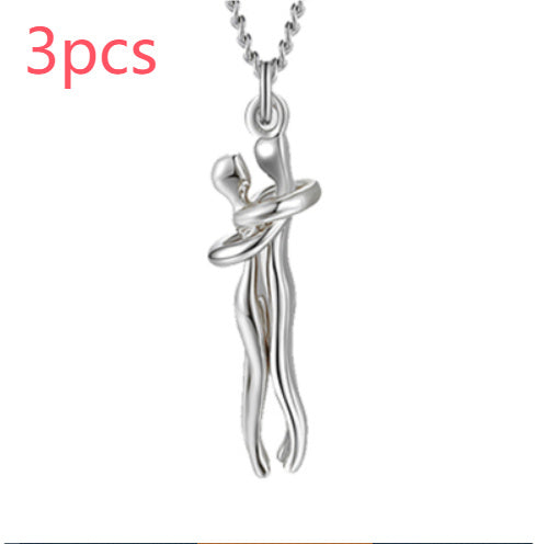 Fashion Hugging Necklace Jewelry Choker Hug Pendant Chain Men Necklace for Lover Women couple Men Lady Female Male Gift