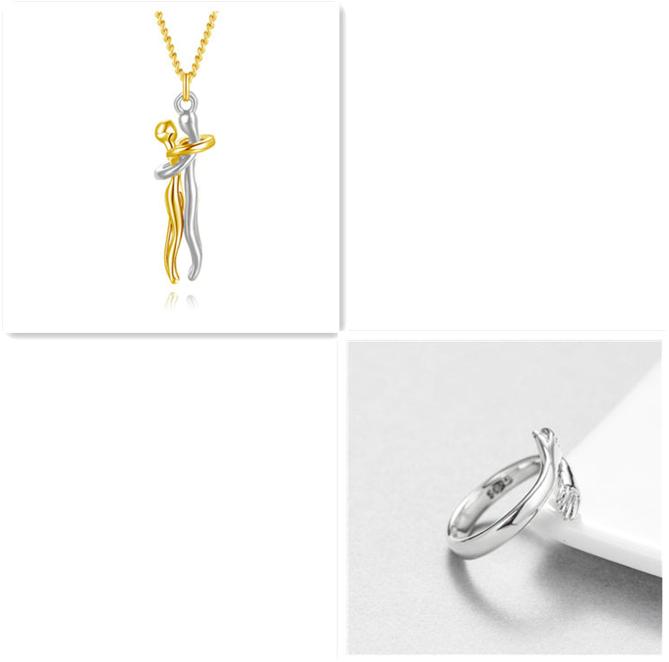 Fashion Hugging Necklace Jewelry Choker Hug Pendant Chain Men Necklace for Lover Women couple Men Lady Female Male Gift