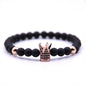 Micro-inlaid crown 6mm matte black plus copper bead bracelet copper inlaid zircon jewelry