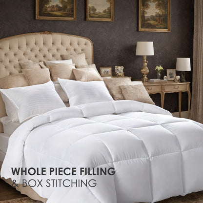 Queen Comforter All Season Breathable White Comforter Soft 4D Spiral Fiber Quilted Down Alternative Duvet Insert with Corner Tabs Luxury Hotel Style (88"x88") Down Quilt Breathable And Warm,  White Plaid