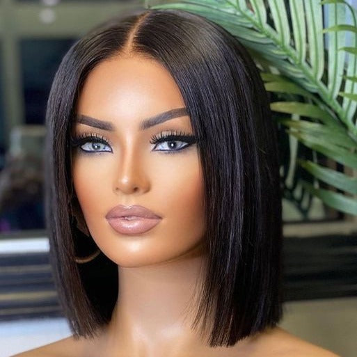 4X4 Bob Wig Human Hair Straight Bob Lace closure Wigs Human Hair Lace Front Wigs 80% Density
