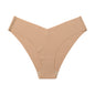 Seamless Ice Silk Underwear For Women With V-shaped Waistband. One-piece Pure Cotton Crotch Breathable Women's Briefs.