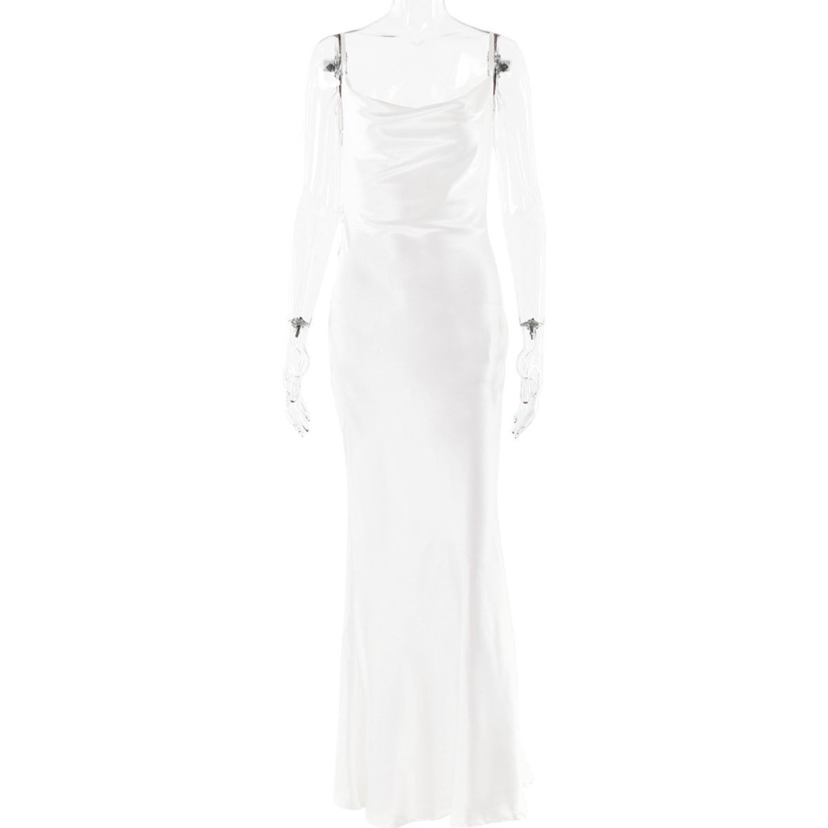 Women's Backless Flower Satin Dress