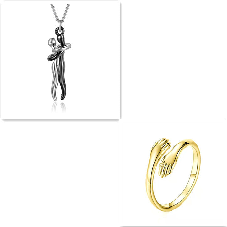 Fashion Hugging Necklace Jewelry Choker Hug Pendant Chain Men Necklace for Lover Women couple Men Lady Female Male Gift