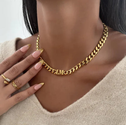 Creative Custom Letter  Name Necklace Stainless Steel  Choker Necklace Personalized Cuban Chain Christmas Gifts