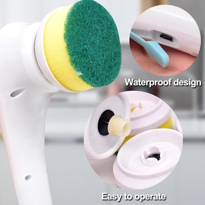 5 In 1 Handheld Electric Spin Scrubber Cleaning Brush Kitchen Rotating Cleaner