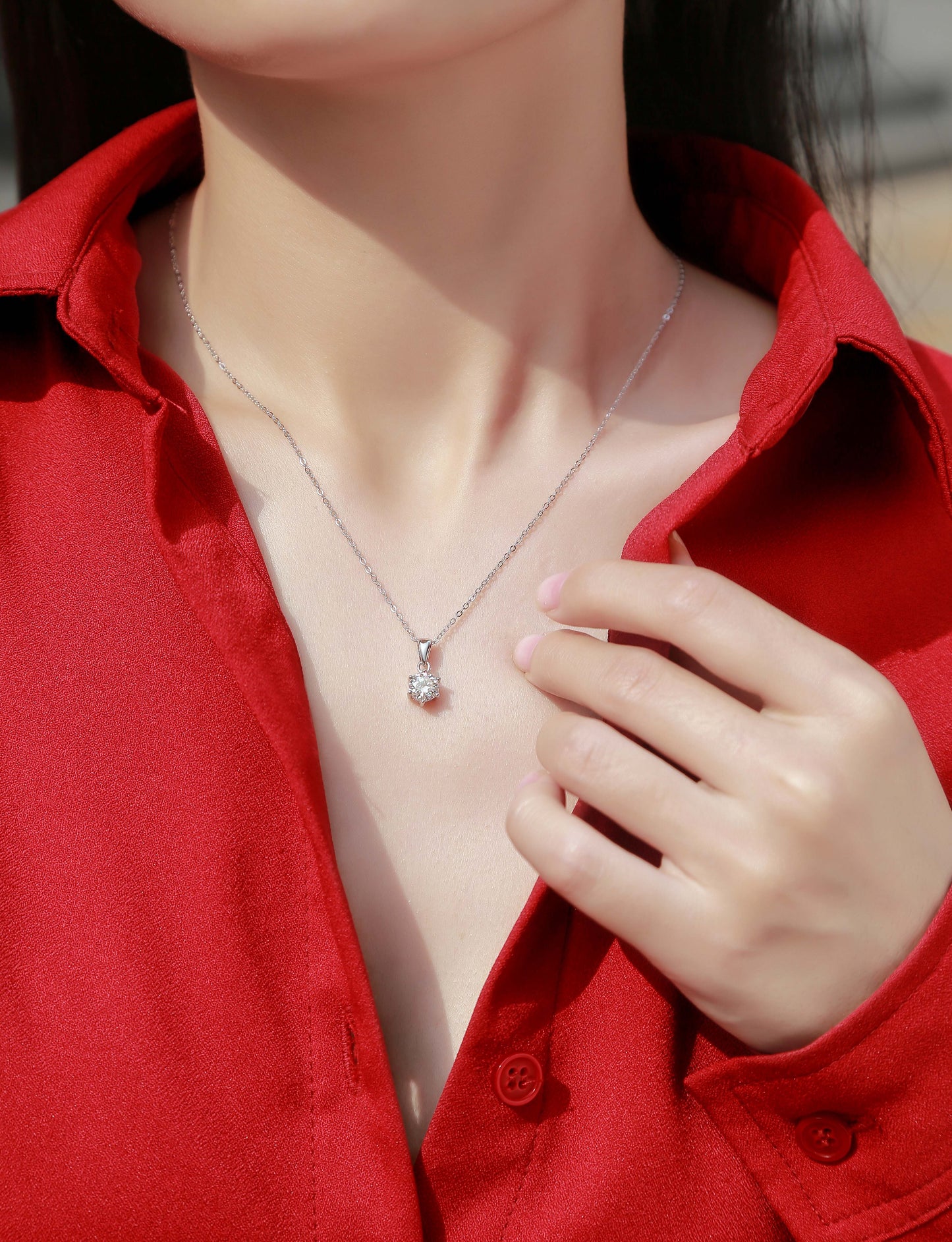 Breeze Dance - Affordable Diamond Jewelry Necklace Pendant Set With 1-carat, 2-carat And 3-carat Moissan Diamonds, S925 Sterling Silver And Platinum-plated. Fashionable And Trendy Jewelry.