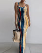 Women's White Suspender Slim Fit Skinny Long Dress
