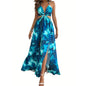 Womens Floral Print Backless Side-Slit Dress