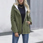 Fleece-lined Hooded Coat Winter Preppy Style Long Sleeve Jacket Warm Pockets Cotton Coat Women's Clothing