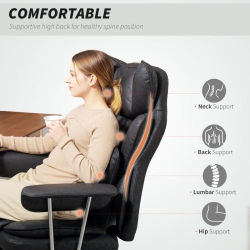 HOMCOM Leathaire Reclining Office Chair With Lumbar Support Pillow