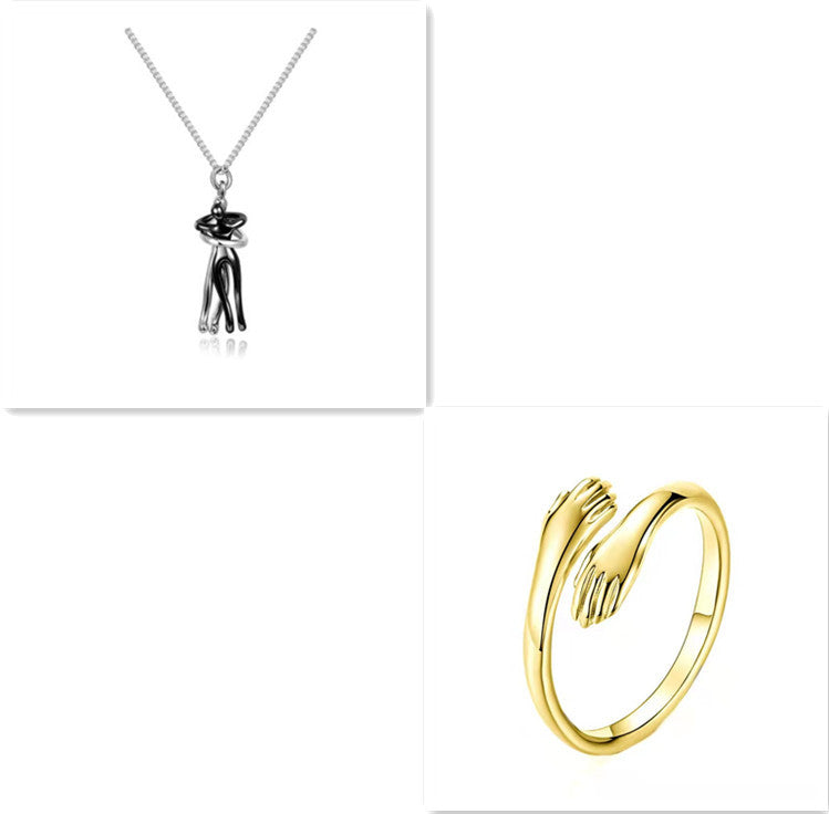 Fashion Hugging Necklace Jewelry Choker Hug Pendant Chain Men Necklace for Lover Women couple Men Lady Female Male Gift