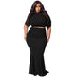 Midriff Outfit Plus Size Women's Two-piece Suit