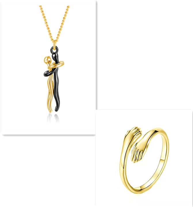 Fashion Hugging Necklace Jewelry Choker Hug Pendant Chain Men Necklace for Lover Women couple Men Lady Female Male Gift